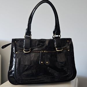 Black Patent Leather Handbag - Classic Women's Shoulder Bag